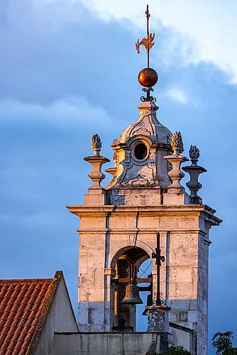 Bell Tower of Igreja das Chagas Catholic Church in Lisbon, Portugal Art Print